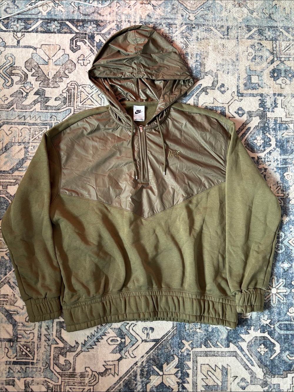 Nike Olive Green Half-Zip Hooded Pullover